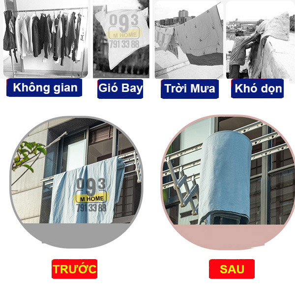 Dụng Cụ Phơi Quần Áo Inox Móc Treo Phơi Chăn Mền Sào