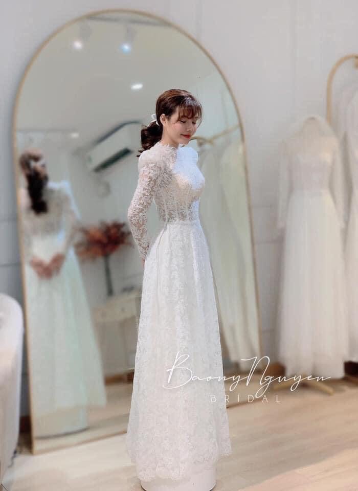 Áo dài ren 4 tà cao cấp cực sang