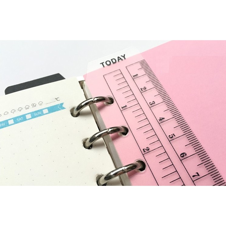 Thước Bookmark Cho Sổ Còng Planner, A5/A6, Màu Trắng/Đen