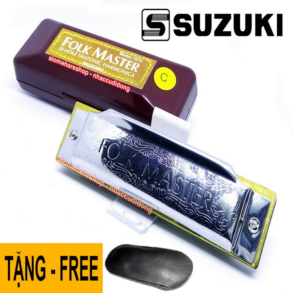 Kèn harmonica diatonic Suzuki Folk Master 1072 key C (bạc)