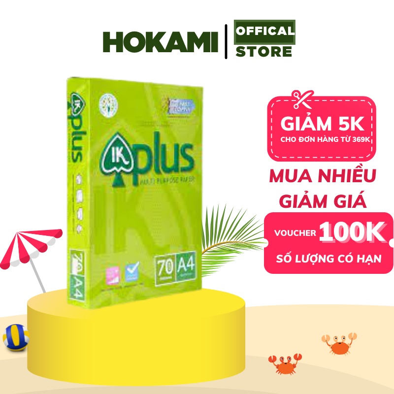Giấy in a4/a5 ik plus định lượng 70gsm đóng gói 500 tờ/ tập giá sỉ - giấy a4 văn phòng phẩm - hokami store