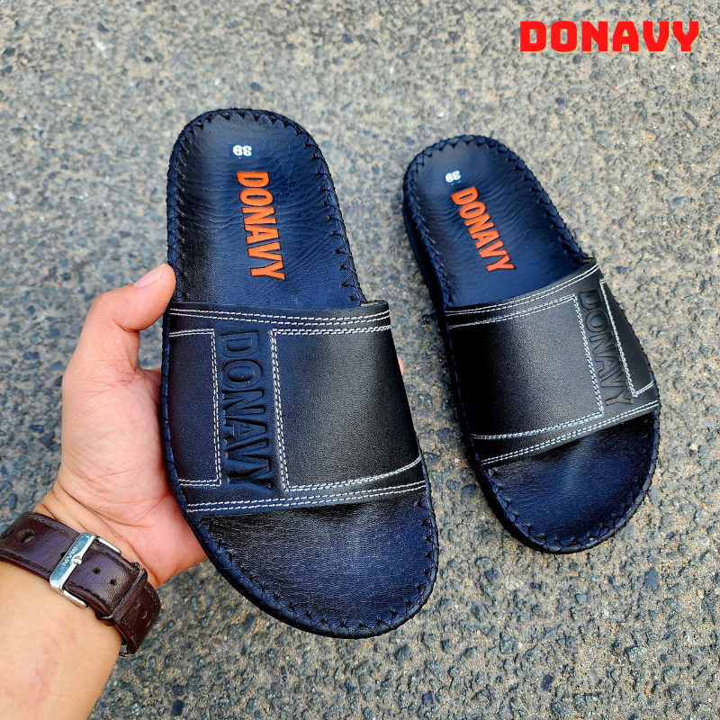 Dép nam quai ngang da bò thật 100% cao cấp nhập khẩu, hàng rất chất lượng, da bò êm, đẹp, chi tiết sắc sảo d.bvy