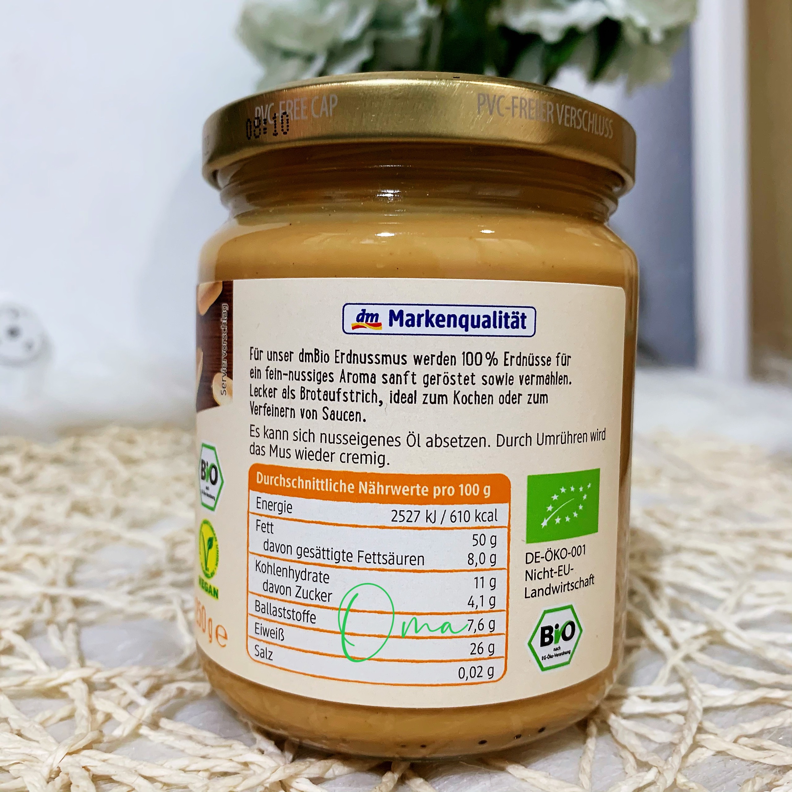 Bơ lạc (đậu phộng) không đường hữu cơ Dmbio 250g