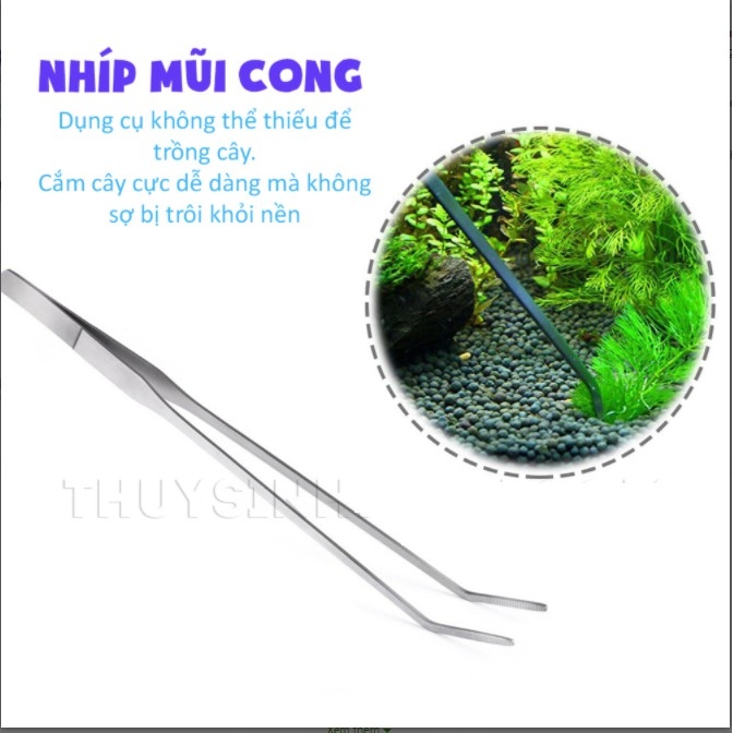 Nhíp Inox trồng cây thuỷ sinh, gắp thức ăn bể cá dài 27cm