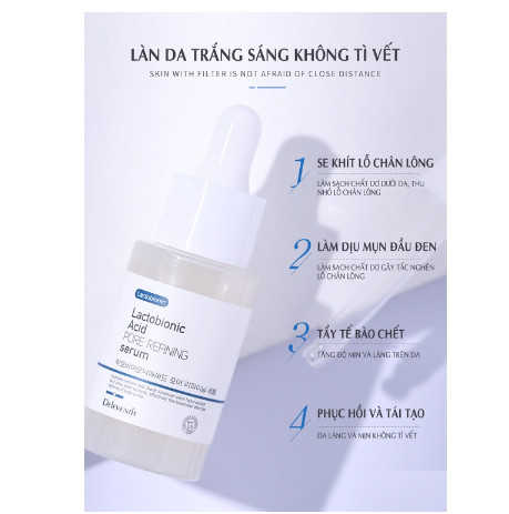DELEVENTH Axit lactobionic Tinh Chất Pore Refining Tinh Chất Dưỡng Da Mặt Thu nhỏ lỗ chân lông Chống lão hóa