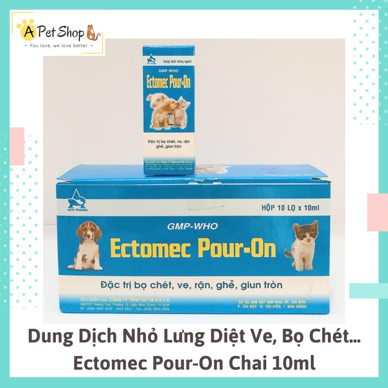 Dung Dịch Nhỏ Lưng Diệt Ve, Bọ Chét Kết Hợp Tẩy Giun Lọ 10ml - A Pet Shop
