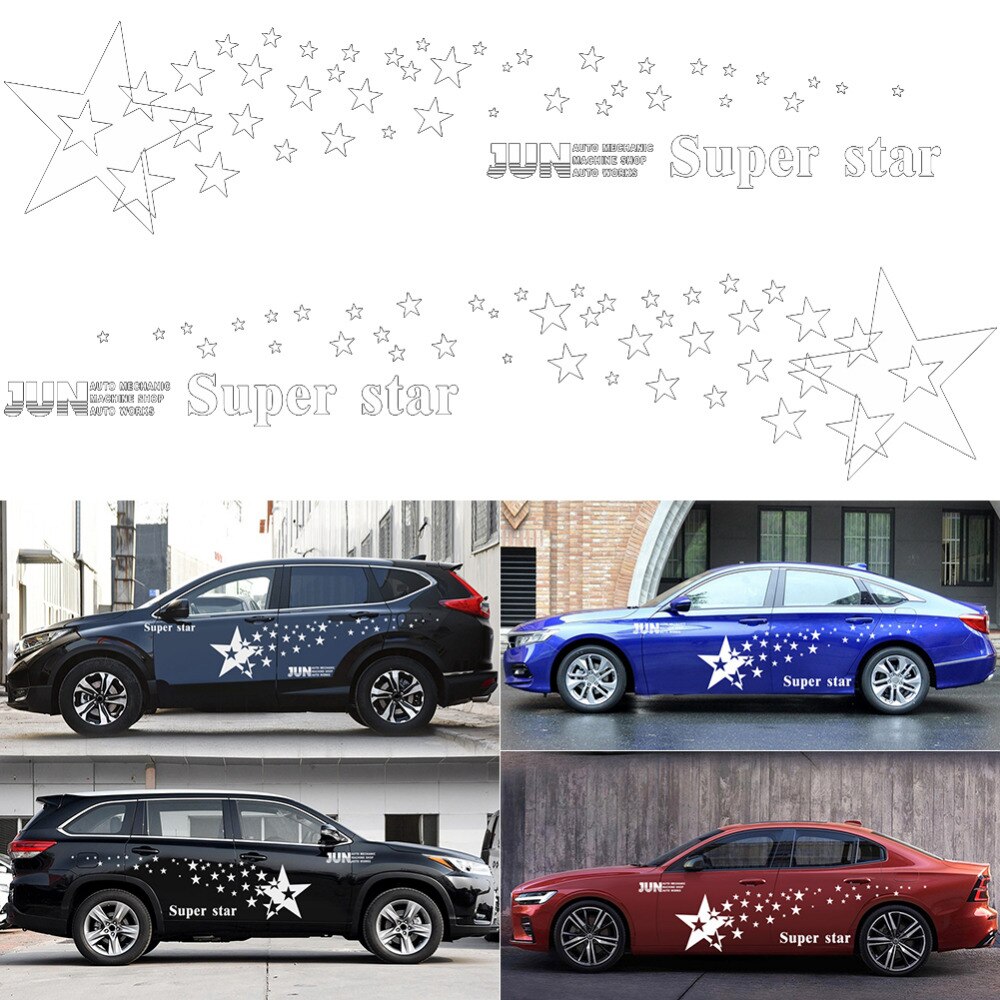 Tem decal ngôi sao dán sườn xe ô tô