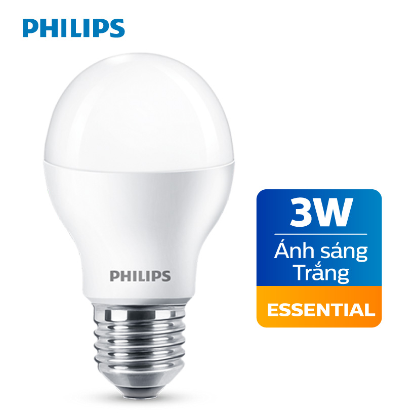 Bóng đèn Philips LED siêu sáng tiết kiệm điện Essential 3W E27 A60