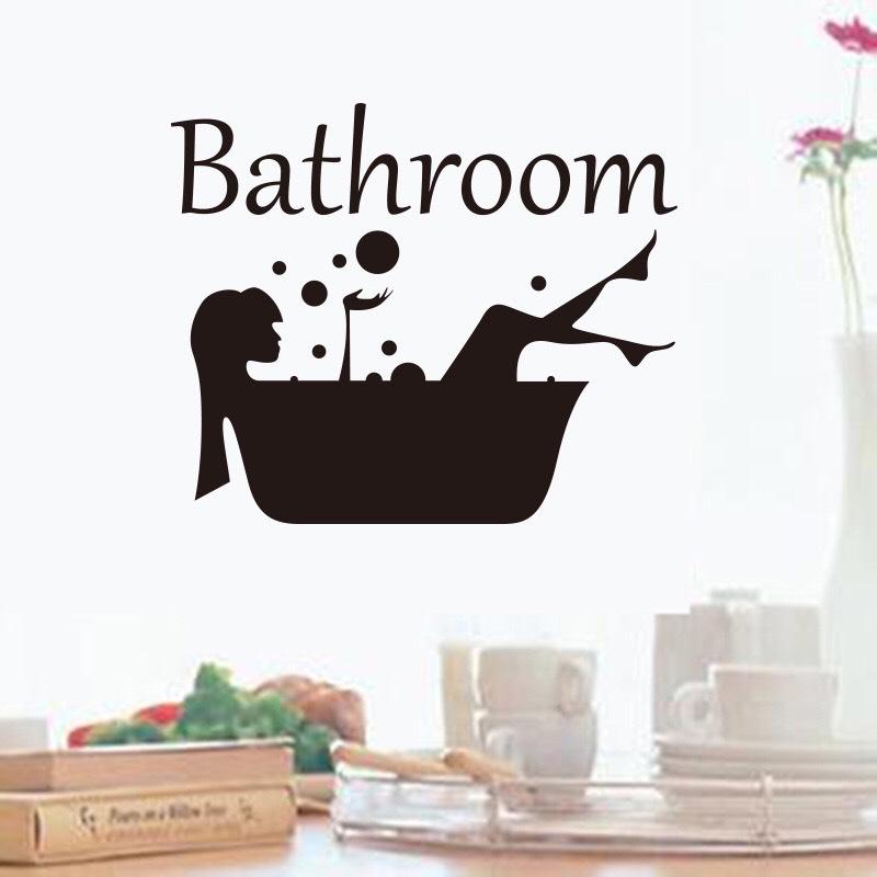 Decal trang trí tường - Cô Gái Đen Bathroom
