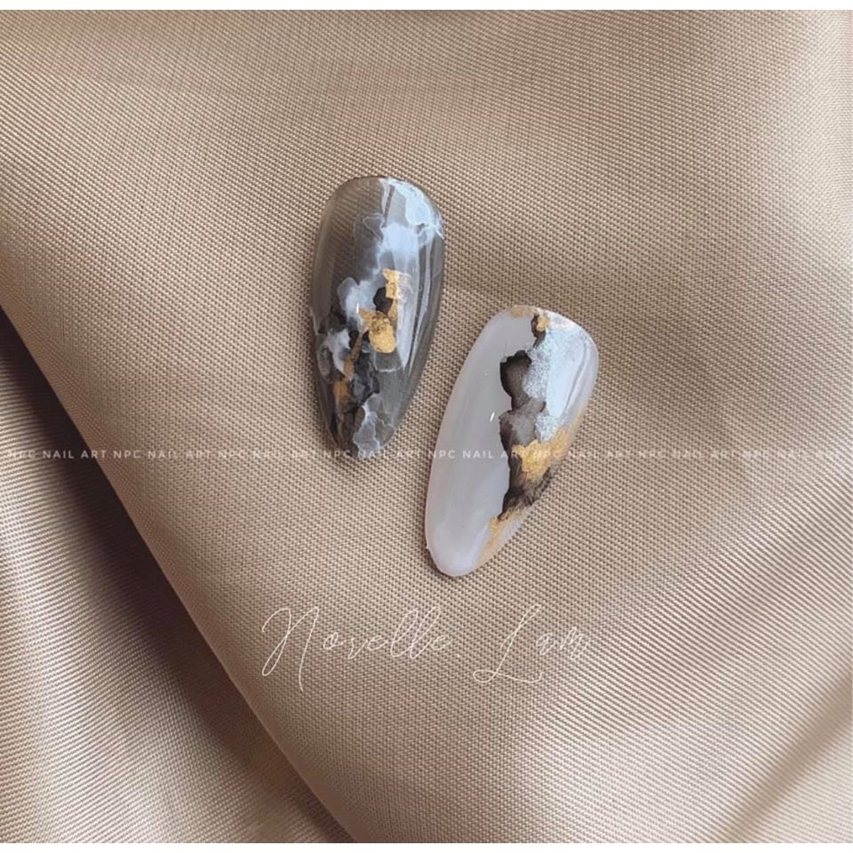 Cồn loang nhũ vàng bạc design móng cự xinh