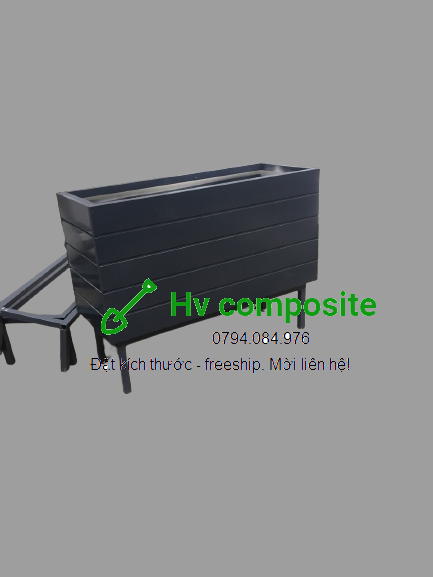 [kèm chân thép] chậu trồng cây composite 50x20x25