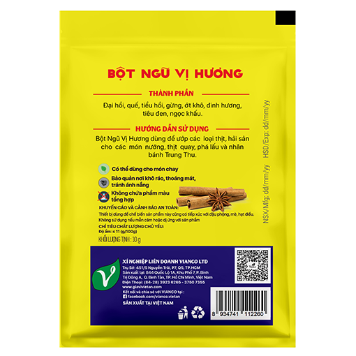 2 GÓI BỘT NGŨ VỊ HƯƠNG Vianco 10g