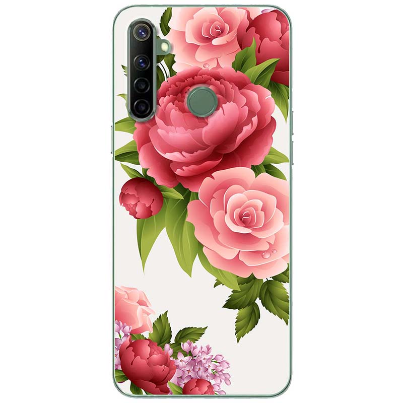 Ốp lưng dành cho Realme 6i mẫu Hoa hồng nền trắng