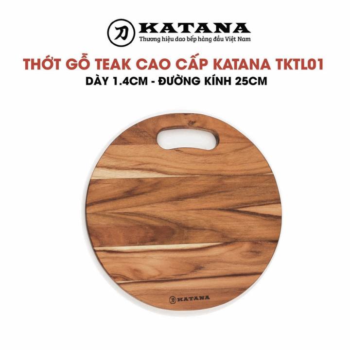Thớt gỗ teak KATANA hình tròn TKTL01 14x250x250mm