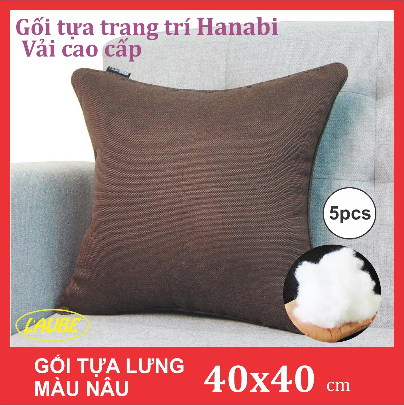 Bộ 5 gối tựa lưng trang trí L'AUBE HANABI 40x40cm (Nâu)