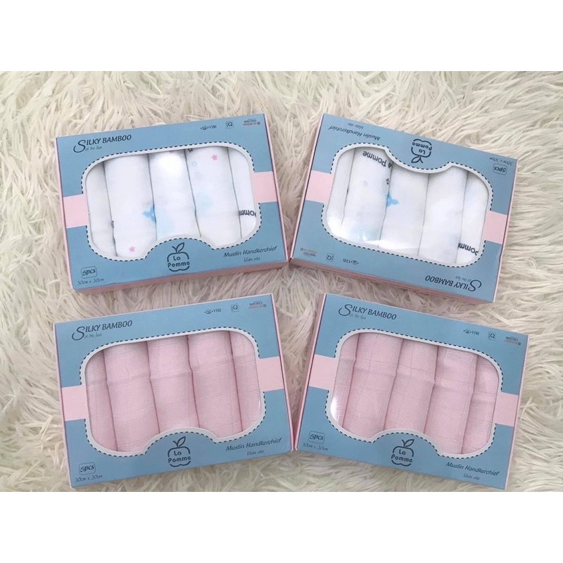 Khăn Sữa đa năng La pomme  ( 30x30cm ) - Set 5 khăn sữa