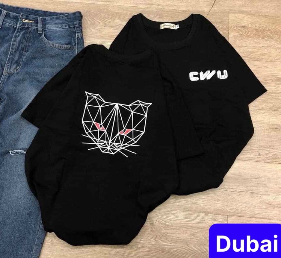 ÁO THUN NAM NỮ ĐEN MÈO PHẢN QUANG MẮT ĐỎ NHẬT BẢN FORM PHOM RỘNG TAY LỠ HOT TREND MẠNH MẼ SÀNH ĐIỆU VẢI DÀY MỊN - DUBAI FASHION
