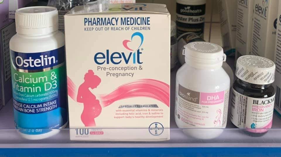 COMBO 4 SP BẦU ÚC - BỘ TỨ VITAMIN ÚC DÀNH CHO BÀ BẦU (Elevit, Canxi, DHA, Sắt)