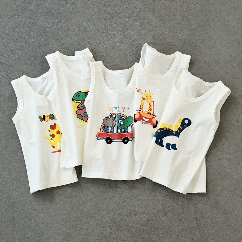 Combo 5 áo thun ba lỗ cotton mịn mát cho bé-