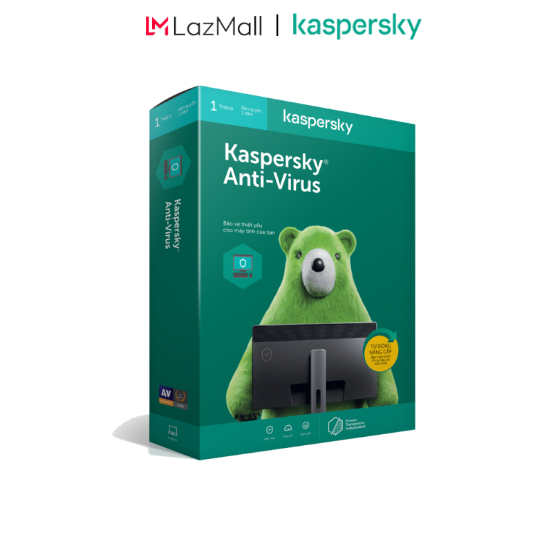 Bảng giá BOX Phần mềm diệt virus Kaspersky AntiVirus 1 Thiết bị/Năm (BOX) - Hàng chính hàng Phong Vũ