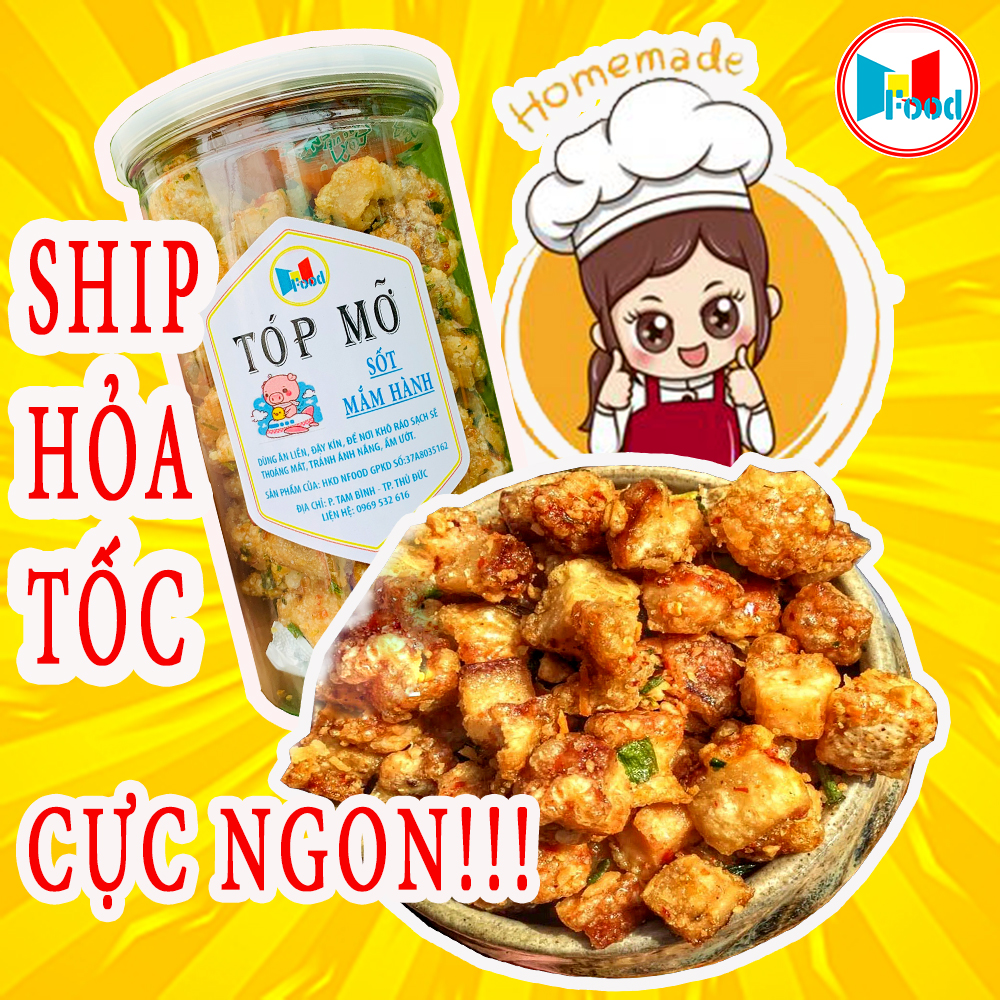 [ HCM ] Tóp mỡ cháy tỏi, tốp mỡ chiên giòn loại 1 , hũ 250 gram