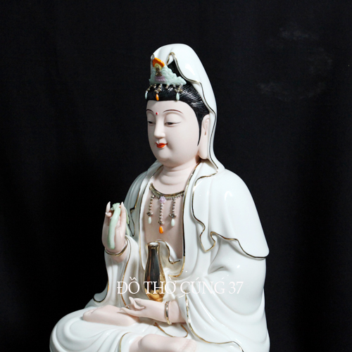 [ CAO 35 CM ] TƯỢNG  QUAN ÂM  MEN SỨ CAO CẤP