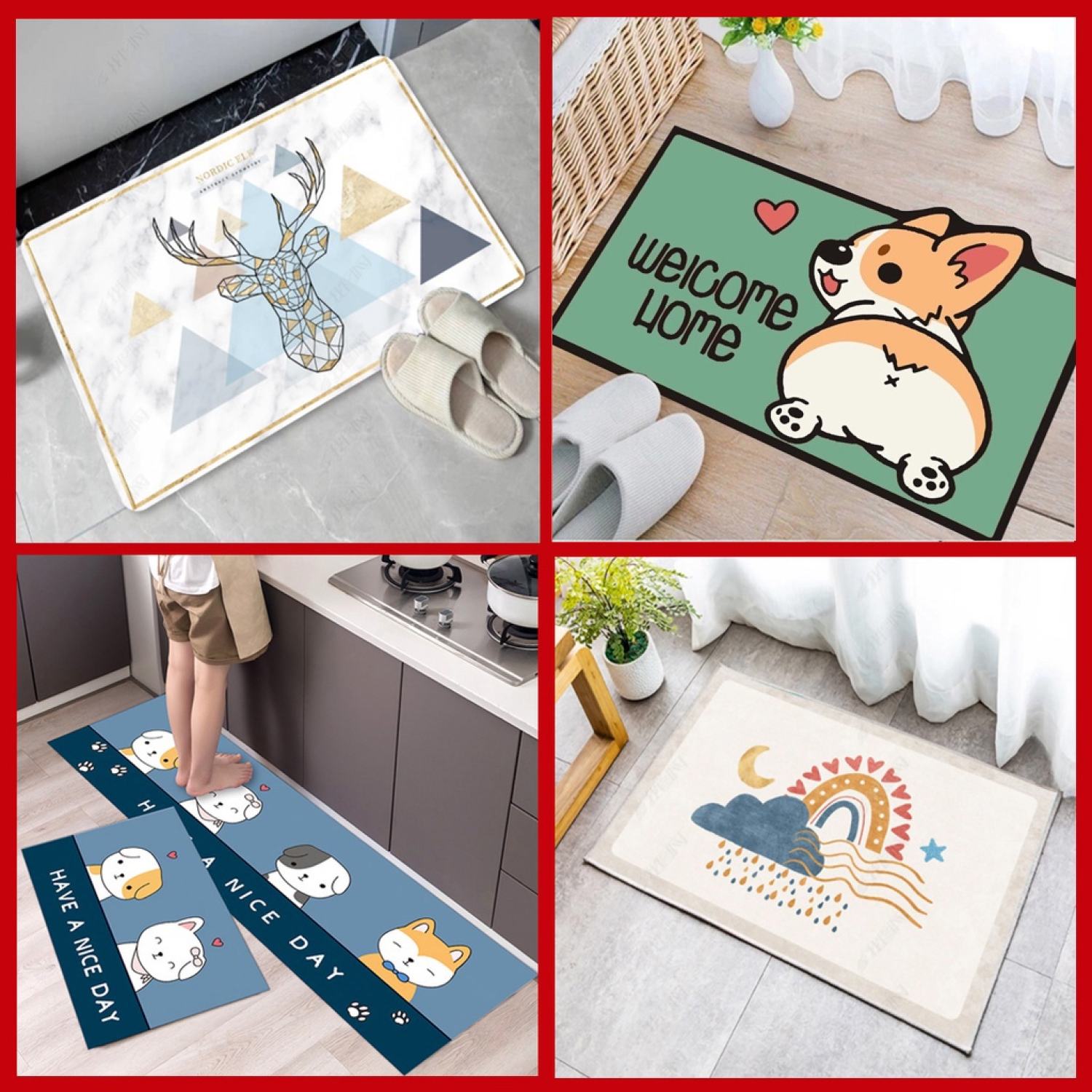 Thảm lau chân chống trượt thấm nước  thảm chùi chân hình thú FAMILY86