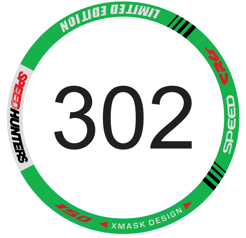 Tem vành xe máy SPEED HUNTER - XANH LÁ XÁM ĐEN 302