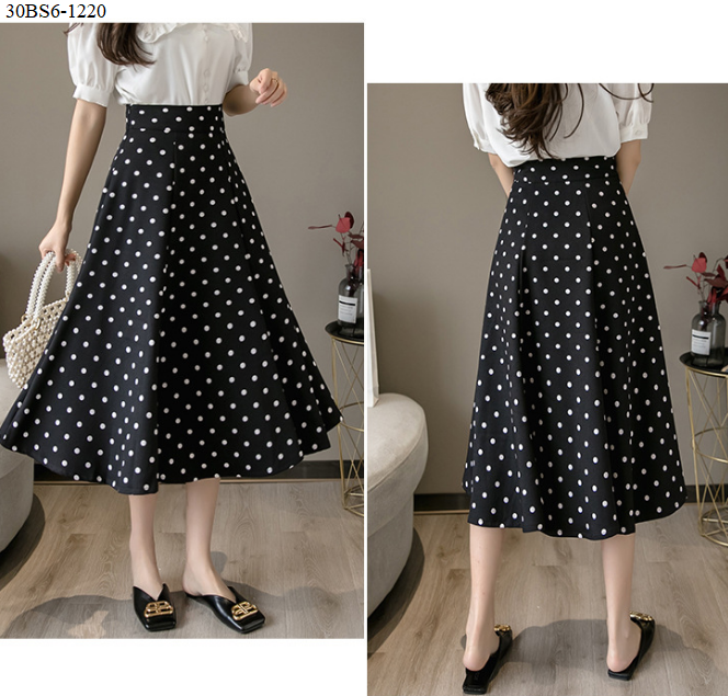 CHÂN VÁY CHẤM BI XÒE BIG SIZE CAO CẤP