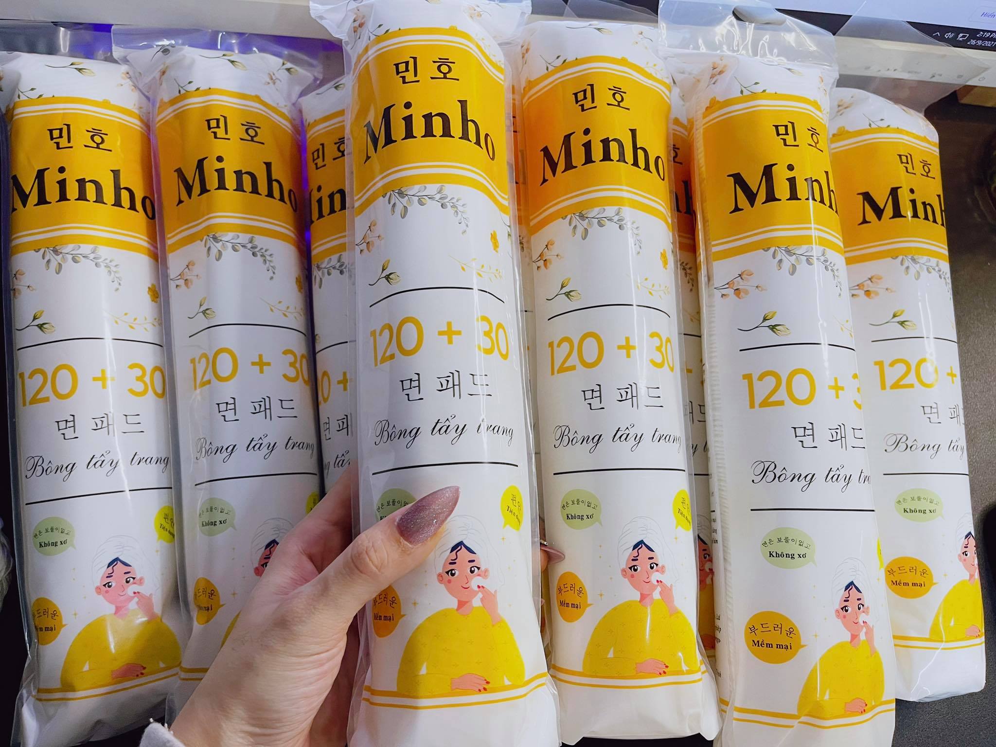 [Mẫu Mới] Bông Tẩy Trang Minho 150 miếng