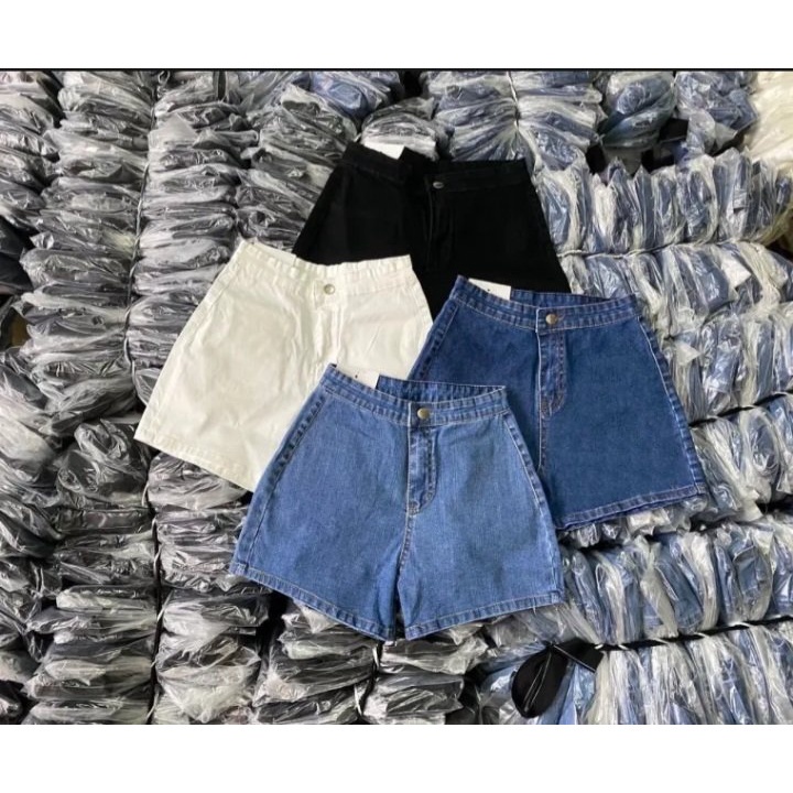 Quần short jeans nữ lưng cao cạp cao co giãn, quần dây kéo gài nút - Quần jeans nữCÓ SIZE ĐẠI