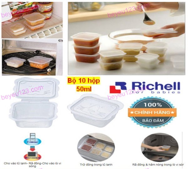 (Cam kết chính hãng) Bộ 10 hộp chia thức ăn dặm hình thú 50ml Richell (Công nghệ Nhật) (Chất lượng và tiết kiệm so với các thương hiệu: Unimom, Upass, Nakaya, Inomata, Skater, Akebono, Kokubo, Yamada, Akachan)