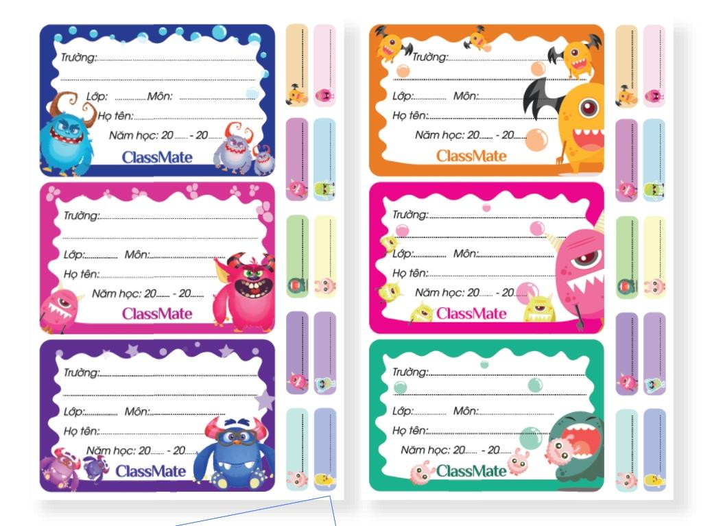 Combo 2 tập Nhãn vở classmate NT232/NT205/NT204/NT233