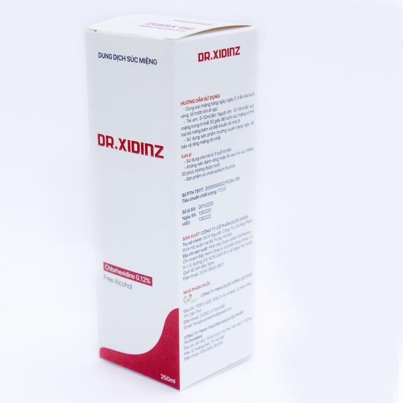 Dung dịch súc miệng DR.XIDINZ 250ml (Chlorhexidine 0,12%)