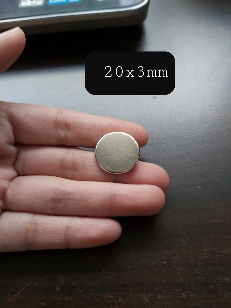 Nam châm viên tròn 20x3 mm - 1 set 10v