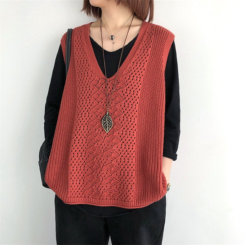 Áo gile len nữ form rộng khoác ngoài GL04