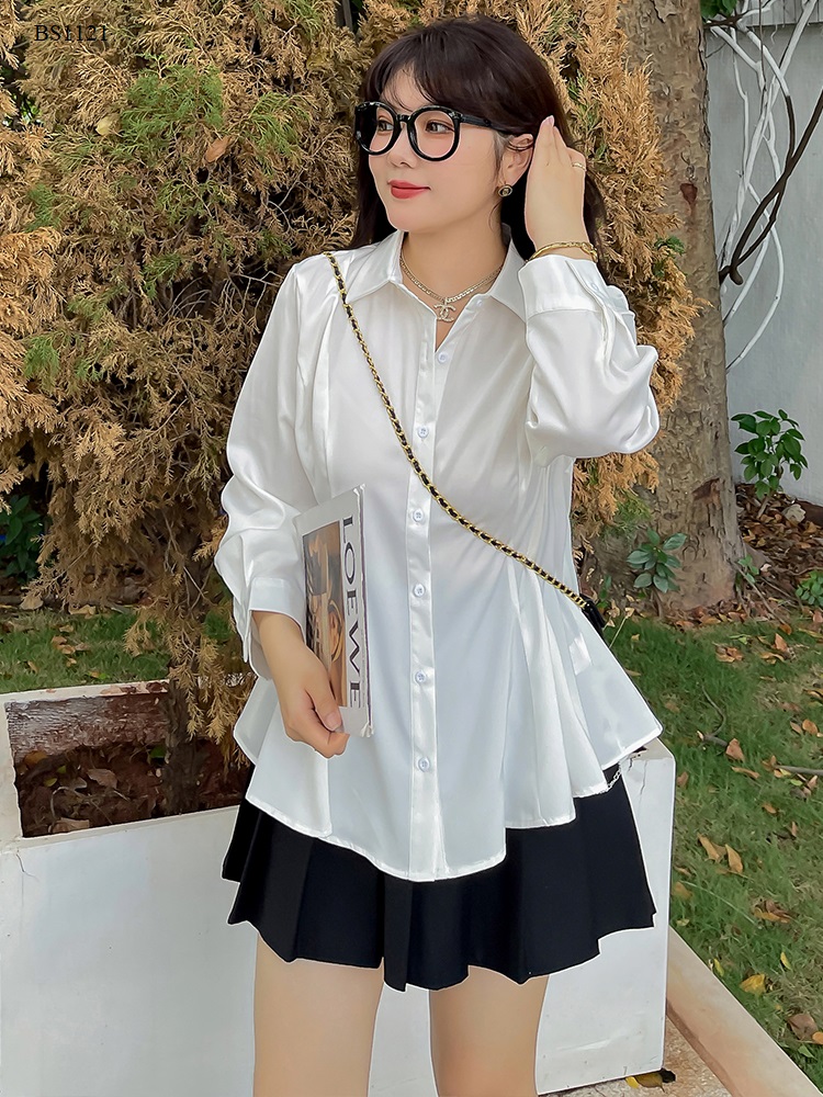Áo sơ mi lụa nhấn eo bigsize - BSn1121