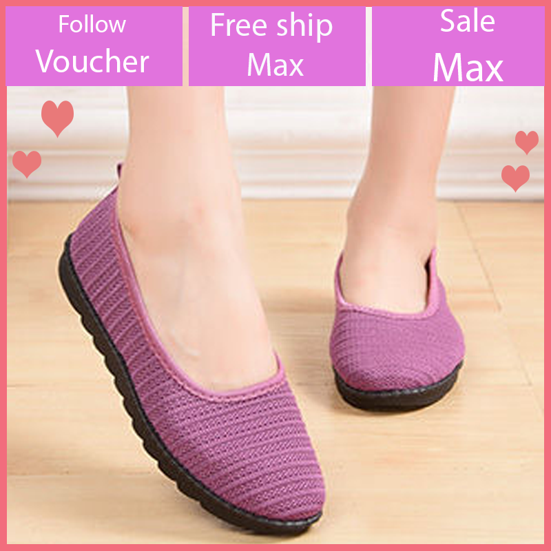 Giày búp bê vải nữ đế bằng 2cm đi bộ cực êm chân V288 CB