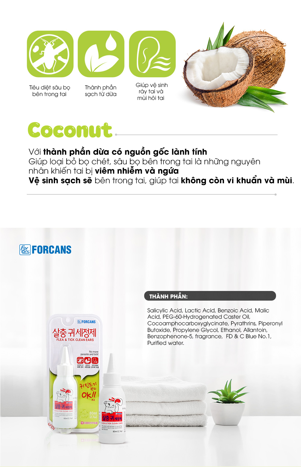 Dung dịch rửa tai cho thú cưng Forcans 100ml