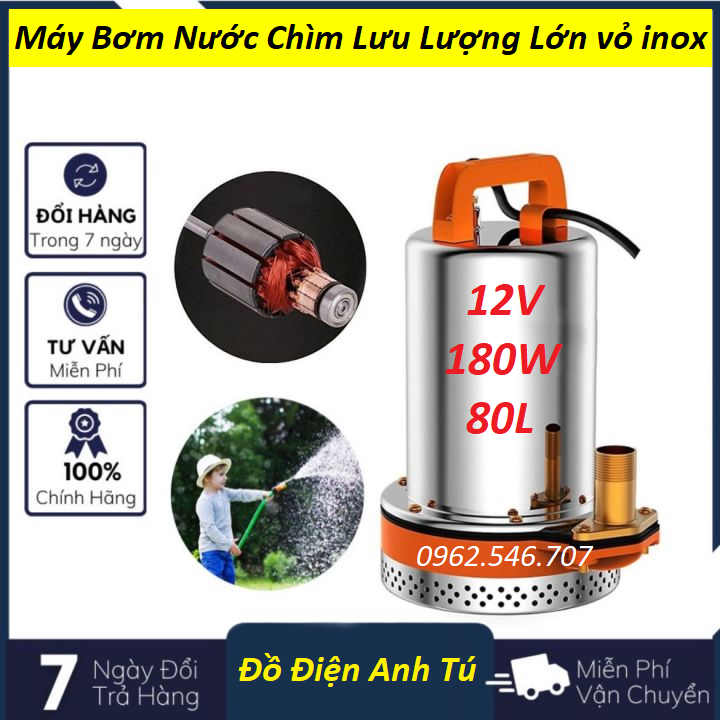 Máy Bơm Nước chìm 12VDC - máy Bơm Tõm 12VDC - Bơm thả chìm ( Hàng Tốt )
