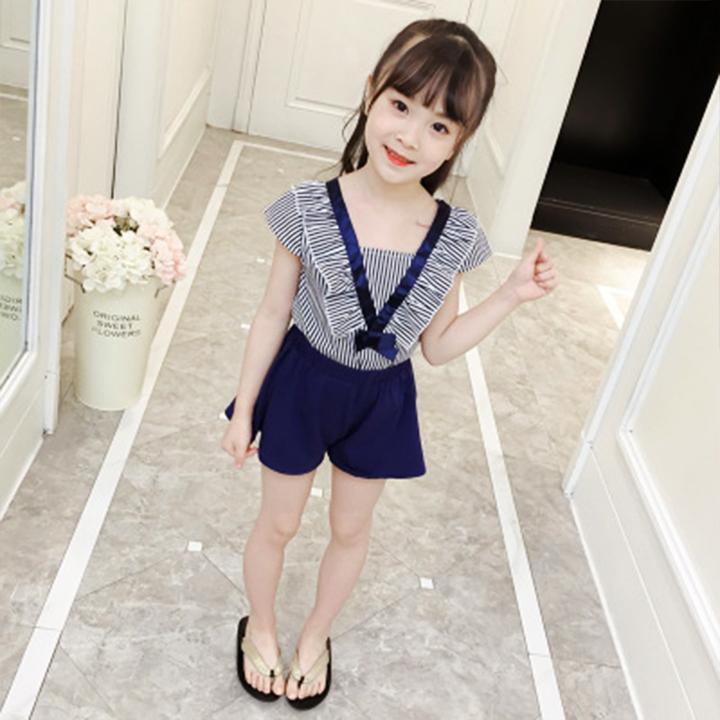 Set đồ bé gái mùa hè áo kiểu kết hợp quần short cho bé 4-12 tuổi BBShine – S013