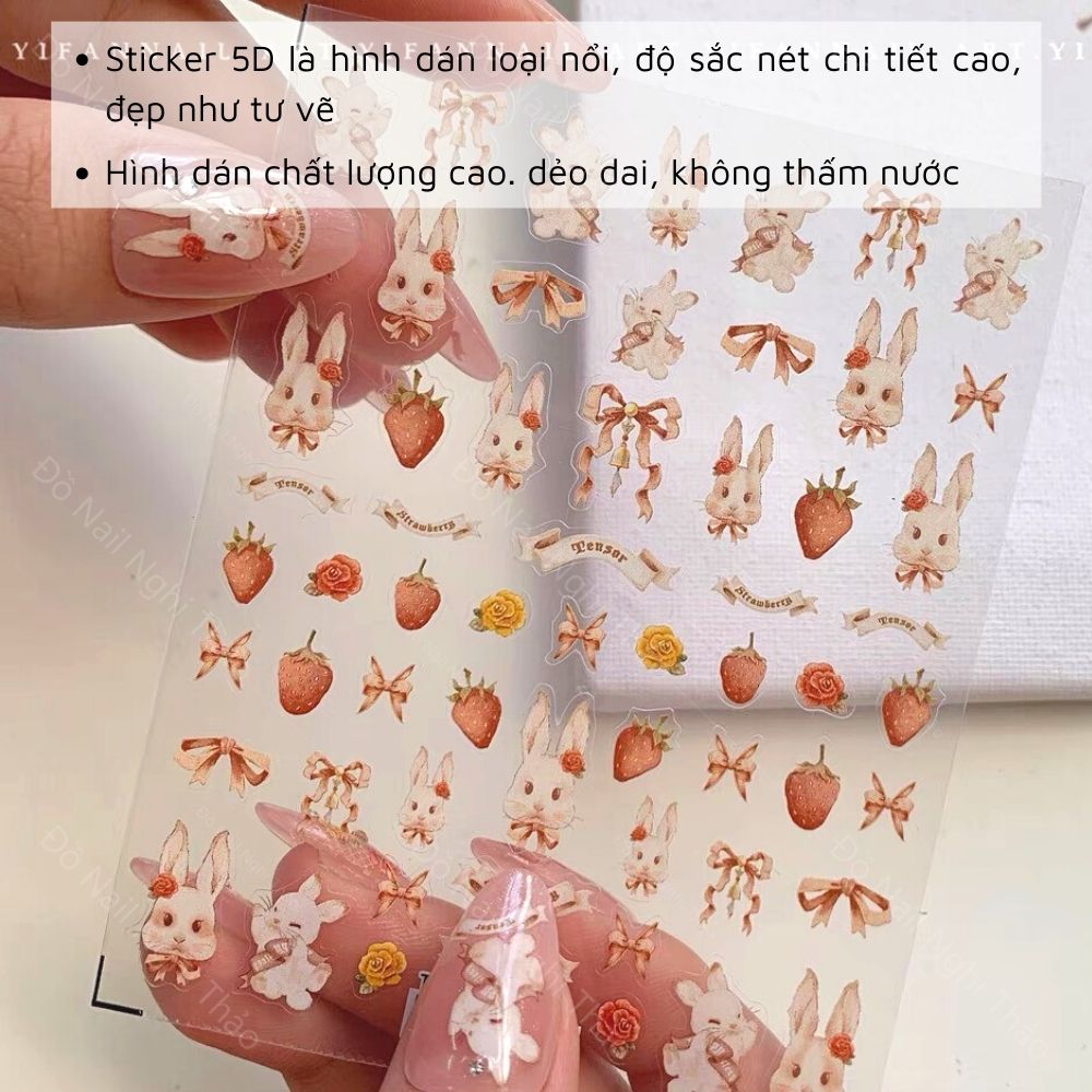 Sticker dán móng nail lụa hoạt hình 5D