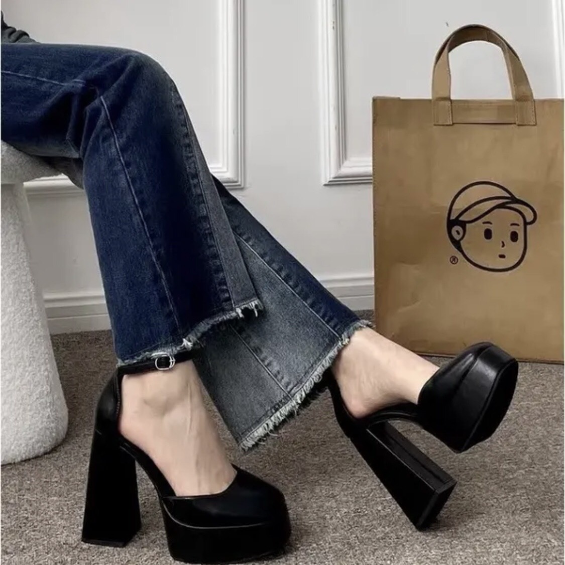 giầy cao gót bít mũi cao 12cm sang chảnh