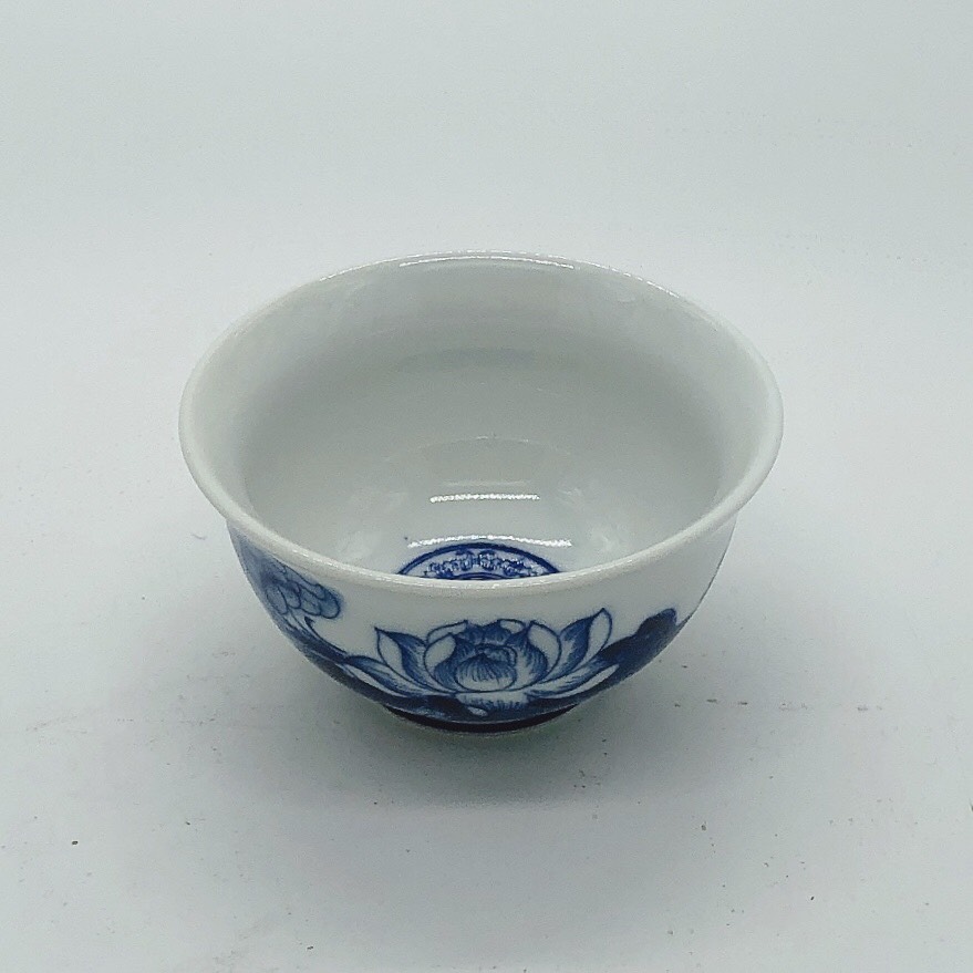 Blue Enamel Offering Bowl (Dragon and Phoenix/Lotus) - Worship Items