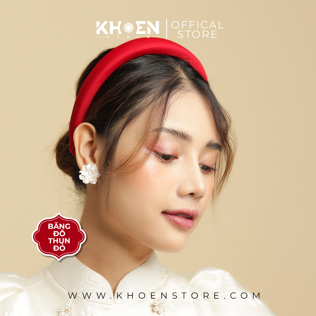Cài tóc - Băng đô thun đỏ - Khoen Store
