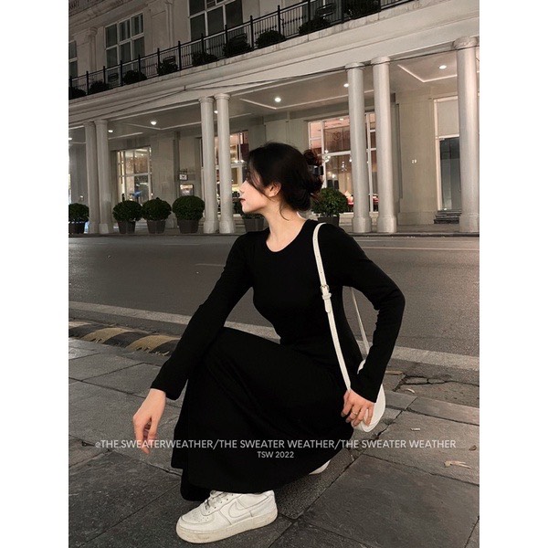 Váy maxi thun xoè dài tay- Vaydangdaichatthunzip188_P4