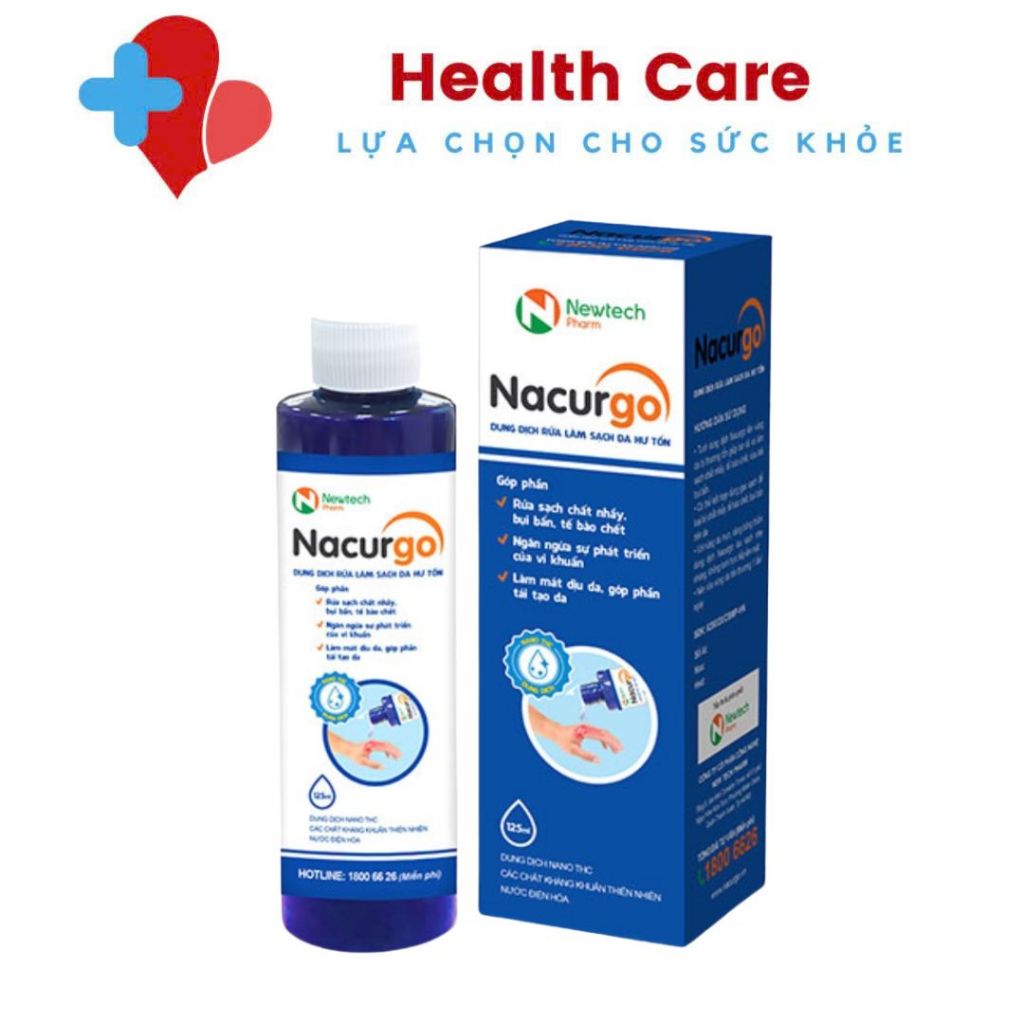 Dung dịch rửa, làm sạch da hư tổn Nacurgo (125 ml)