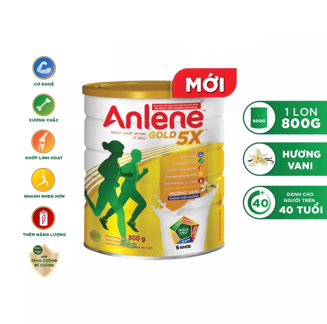 (HSD T6-2025) Sữa Bột Anlene Gold 5X Hương Vani - Lon 800g