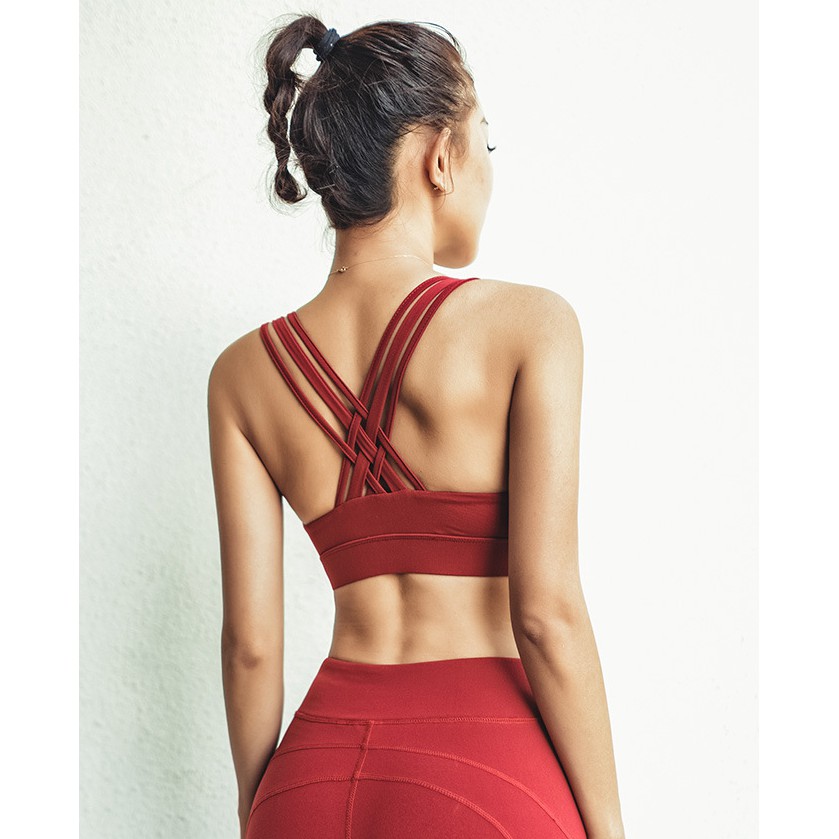 [HCM]Bộ tập gym yoga lưng dây đan (6 dây) siêu đẹp chất dày dặn mềm co giãn tốt - Lina sport