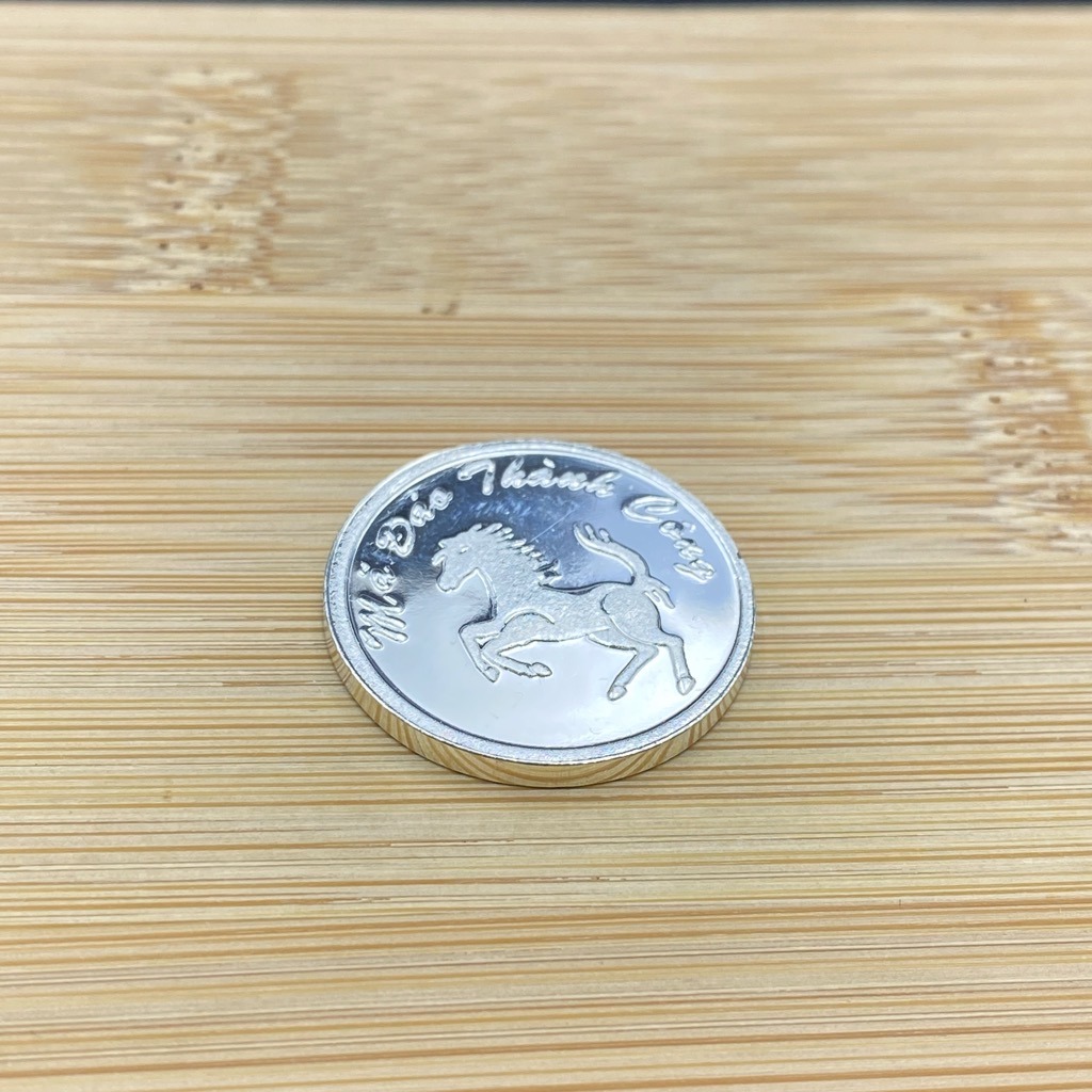 Đồng Xu Đánh Gió Đánh Cảm Bạc Ta Nguyên Chất S99 Mã Đáo Thành Công Đường Kính 2.3cm Bạc Hiểu Minh XDG4
